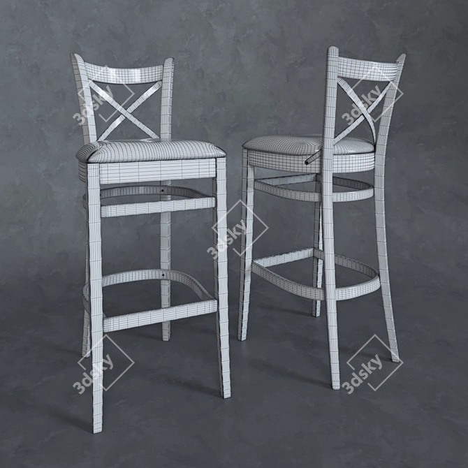 Elegant Toscana Barstool: Natural Wood & Cushioned Seat 3D model image 3