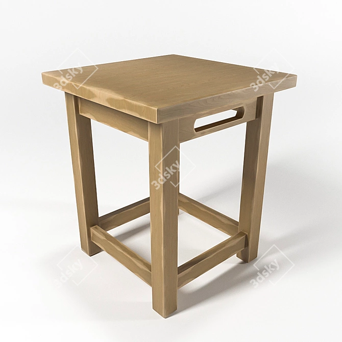 Rustic Decoupage Wooden Stool 3D model image 1