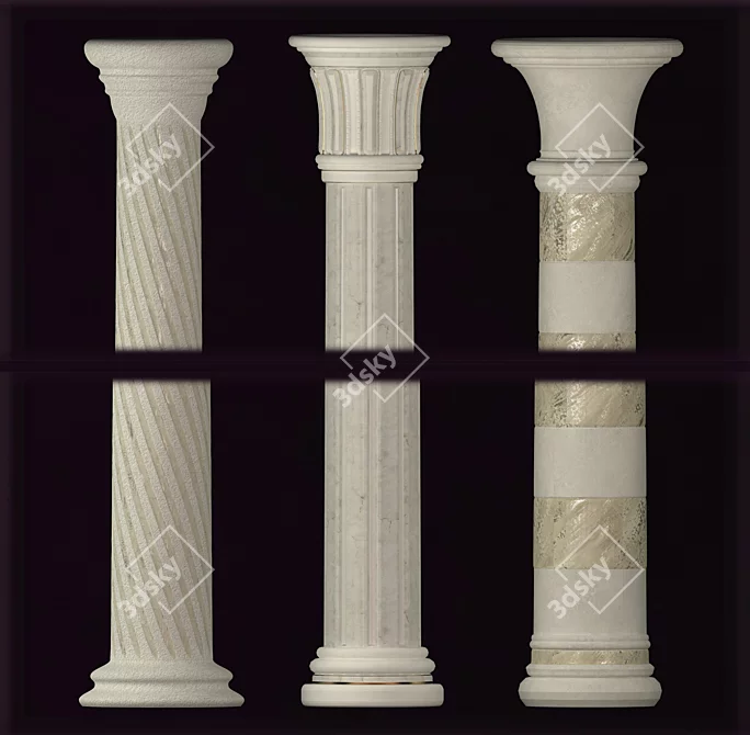 Elegant Decorative Columns: 3-Pack 3D model image 1