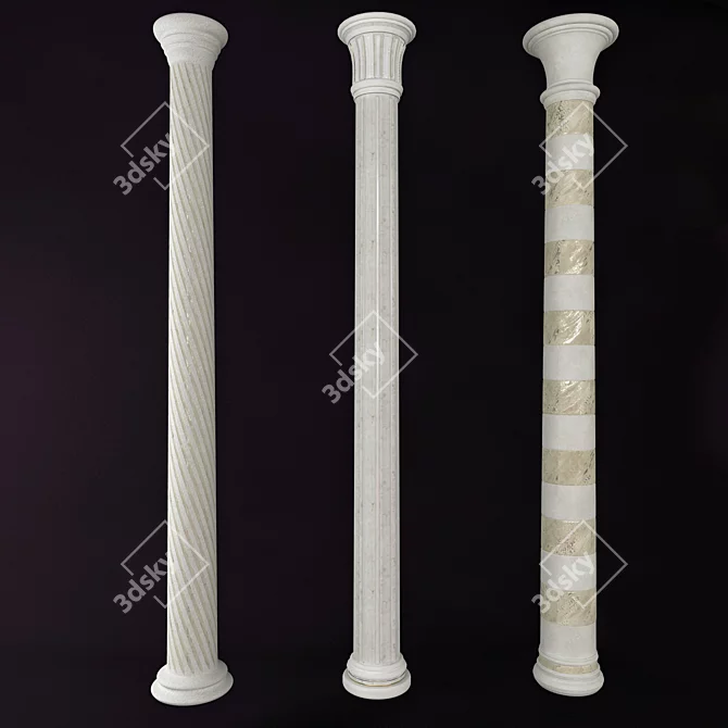 Elegant Decorative Columns: 3-Pack 3D model image 2