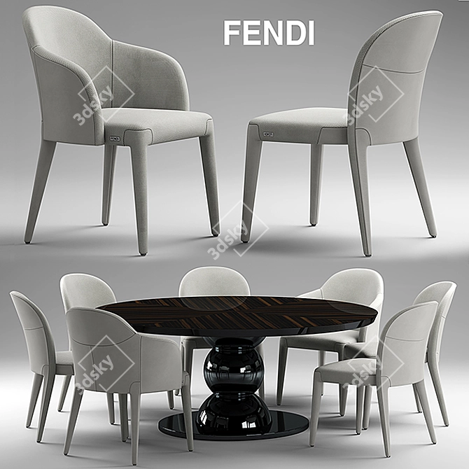 Fendi Audrey Chair: Elegant Table and Chairs Set 3D model image 1