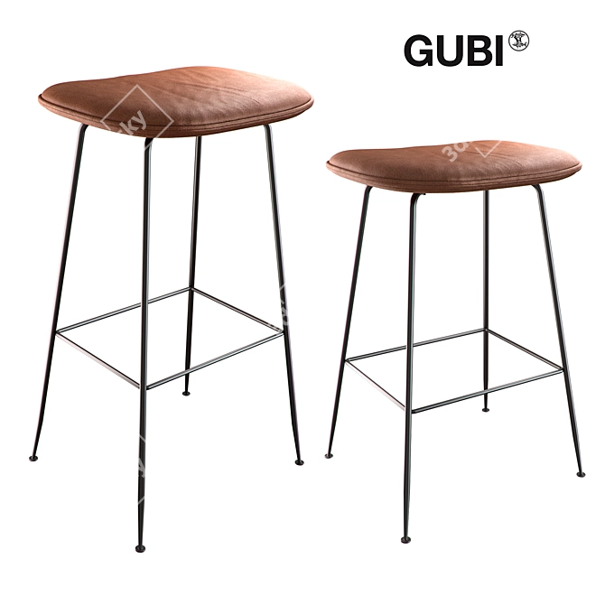 Elegant Gubi Beetle Bar Stool 3D model image 1