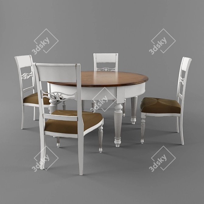 IMPERO 140: Solid Wood Dining Table 3D model image 1