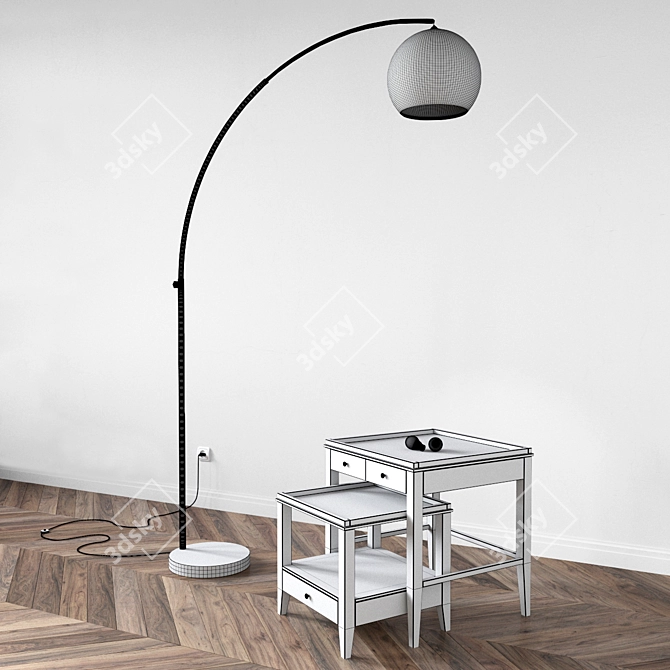 Elegant Lamp & Side Table Set 3D model image 2