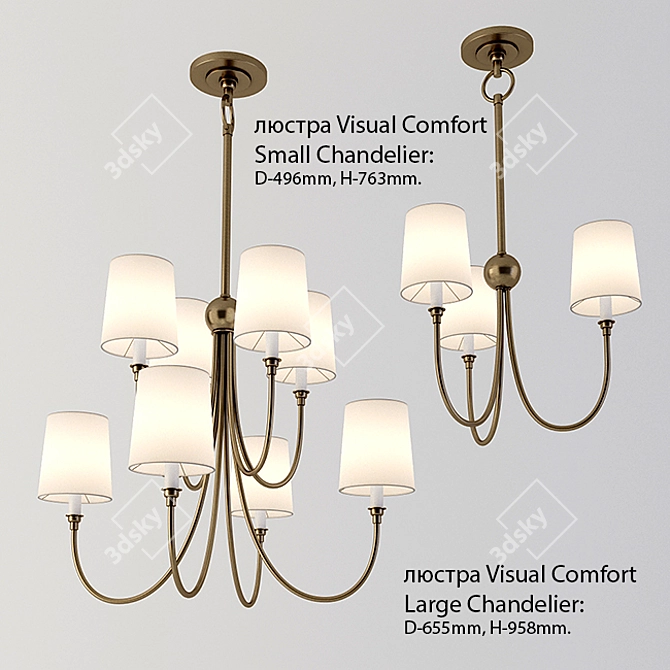 Elegant Visual Comfort Chandelier 3D model image 2