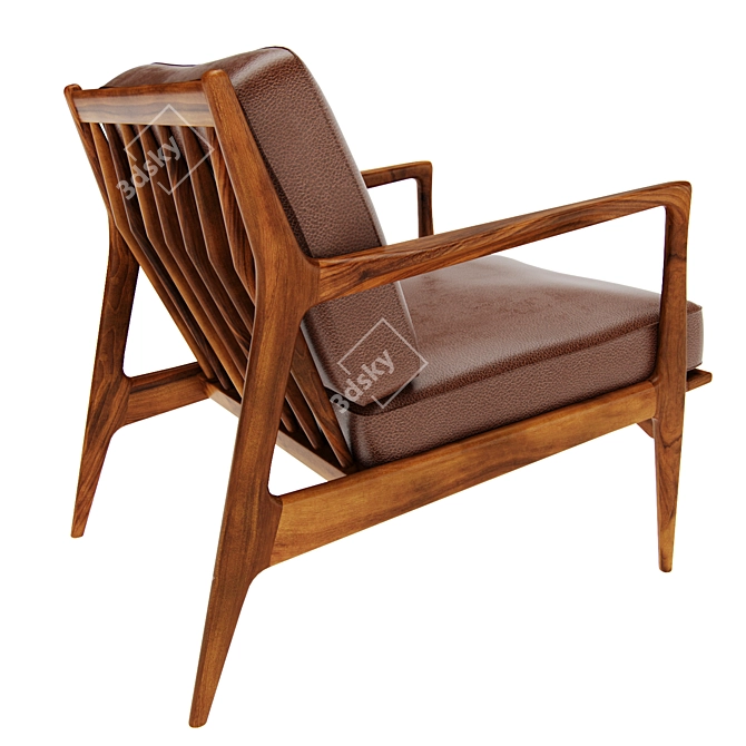 Vintage Scandinavian Lounge Chair 3D model image 2