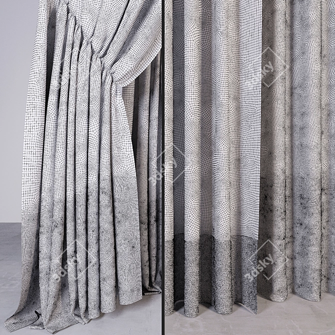 Luxury Curtain Set: High-poly, 4 Types 3D model image 3