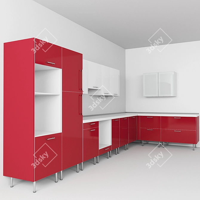 Modern Kitchen Set: Organized Cabinets 3D model image 1