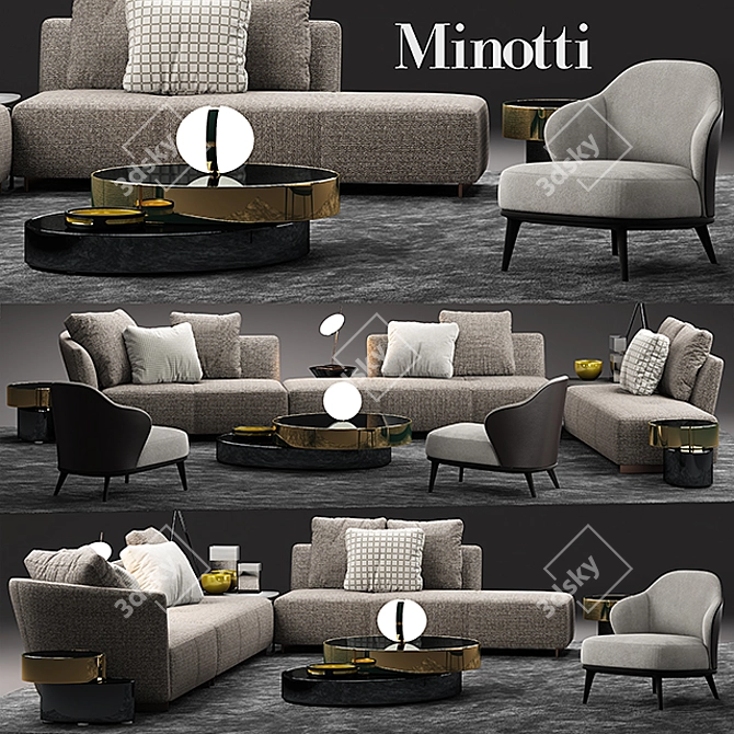 Elegant Minotti Seymour Sofa 3D model image 1