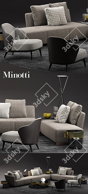 Elegant Minotti Seymour Sofa 3D model image 2