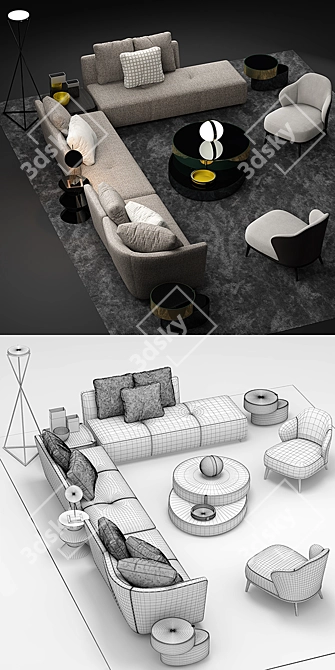 Elegant Minotti Seymour Sofa 3D model image 3