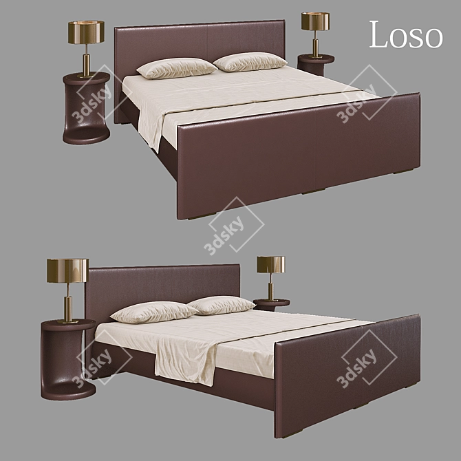 Luxury Leather Bed: 3ds Max, VRay, High Quality 3D model image 1