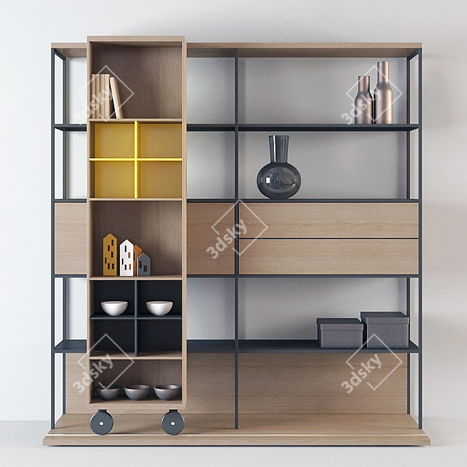 IntelliShelf Open Bookcase: Stylish and Functional 3D model image 1