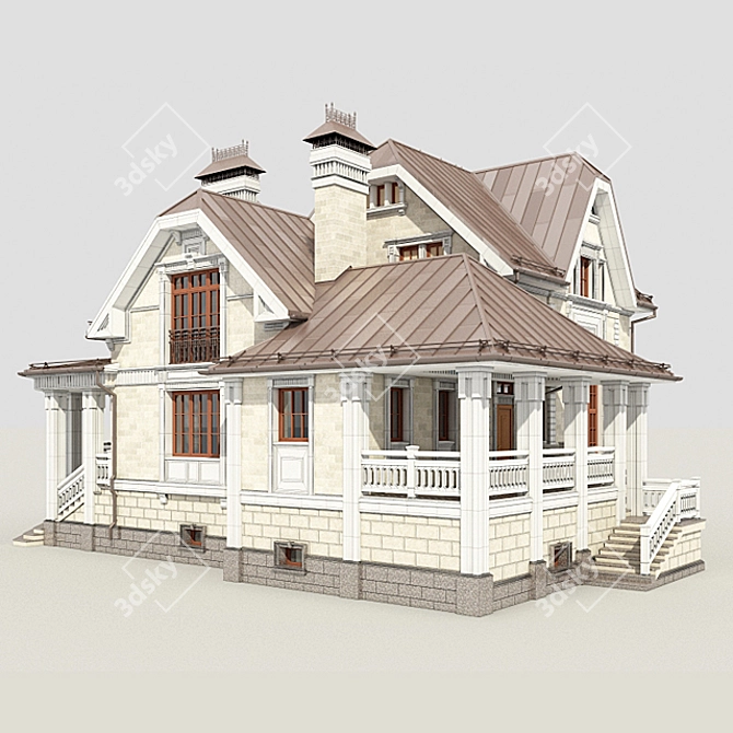 Modern Borviha House: 3D Model 3D model image 1