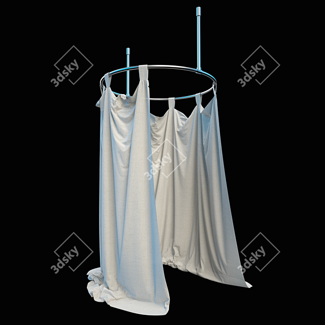 Title: Scandinavian Style Cubicle: Dressing Room Curtains 3D model image 1