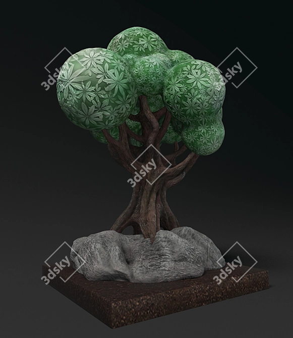 Whimsical Cartoon Tree Sculpture 3D model image 1