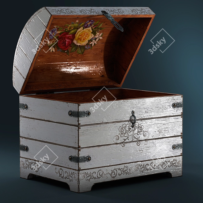 Vintage White Floral Chest 3D model image 1