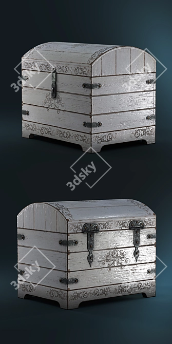 Vintage White Floral Chest 3D model image 2