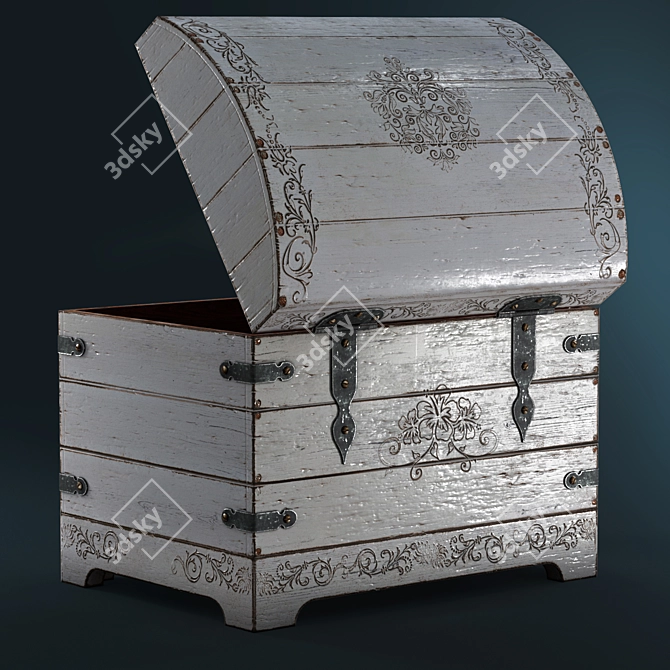 Vintage White Floral Chest 3D model image 3