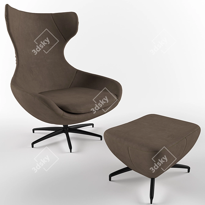 Ultimate Comfort: LEOLUX CARUZZO Leather Armchair 3D model image 2