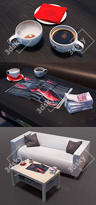 Modern Sofa Composition with Ikea Klippan and Lack Table 3D model image 2