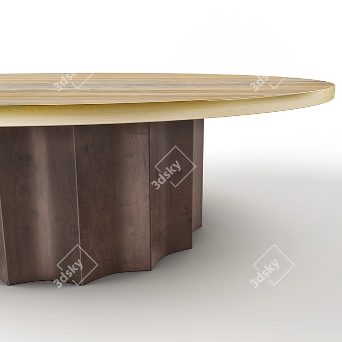 Brass-Accented Oak Cocktail Table 3D model image 2