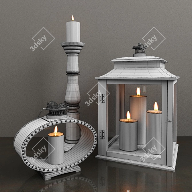 Elegant Candlestick Set 3D model image 2