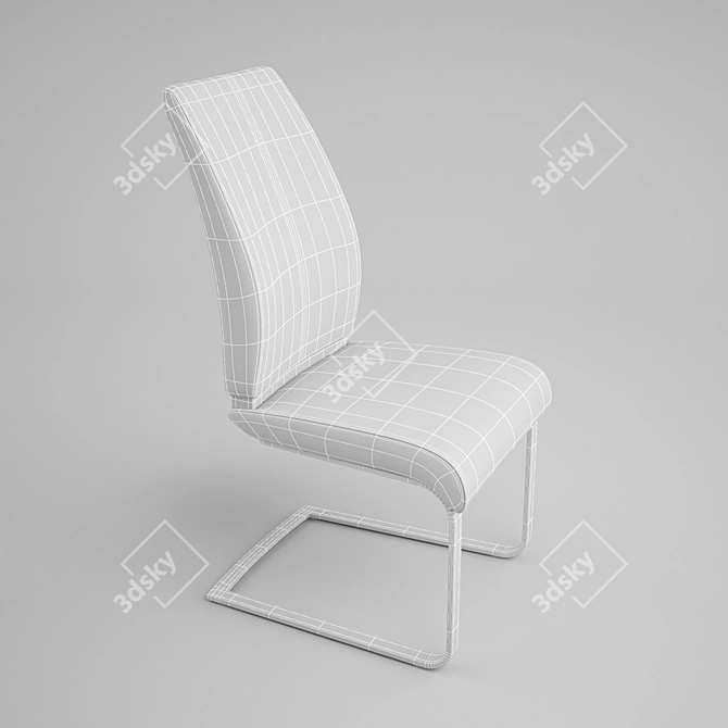 Sleek Leather Chrome Dining Chair 3D model image 3