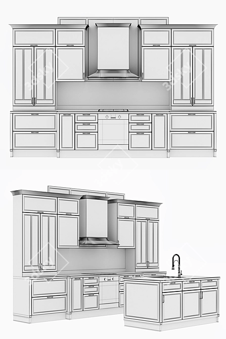 Sleek Aster Avenue Kitchen 3D model image 3