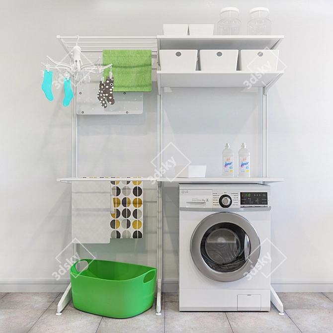 Space-Saving IKEA Storage + Washer/Dryer 3D model image 1