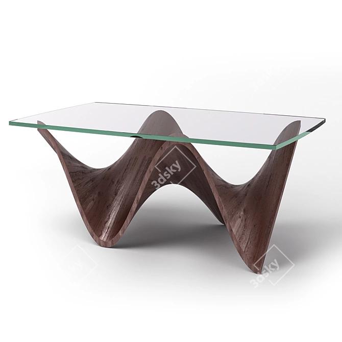 Elegant Wood Wave Coffee Table 3D model image 1