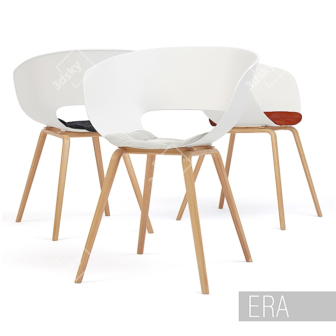 Title: Minimalist Era Chair with Wooden Legs 3D model image 1