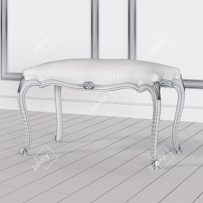 Elegant 4-Legged Bench with Shell Detail 3D model image 3