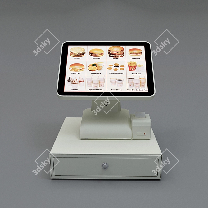 McDonald's POS System: Cash Drawer, Screen, Printer 3D model image 2