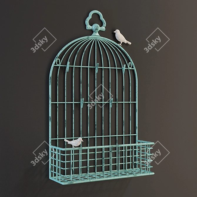 Vintage Metal Birdcage Card Holder 3D model image 1