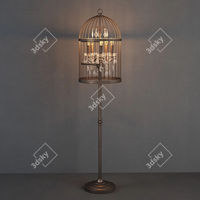 Elegant Birdcage Crystal Floor Lamp 3D model image 1