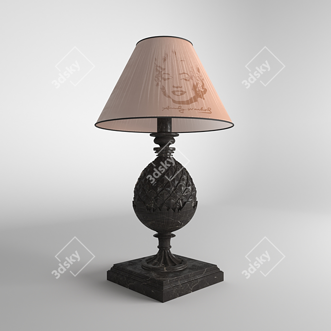 Sleek Marble Pinecone Table Lamp 3D model image 1