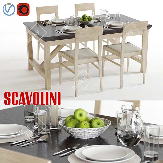 Scavolini Social Happening Set | 3D Table & Chair 3D model image 1