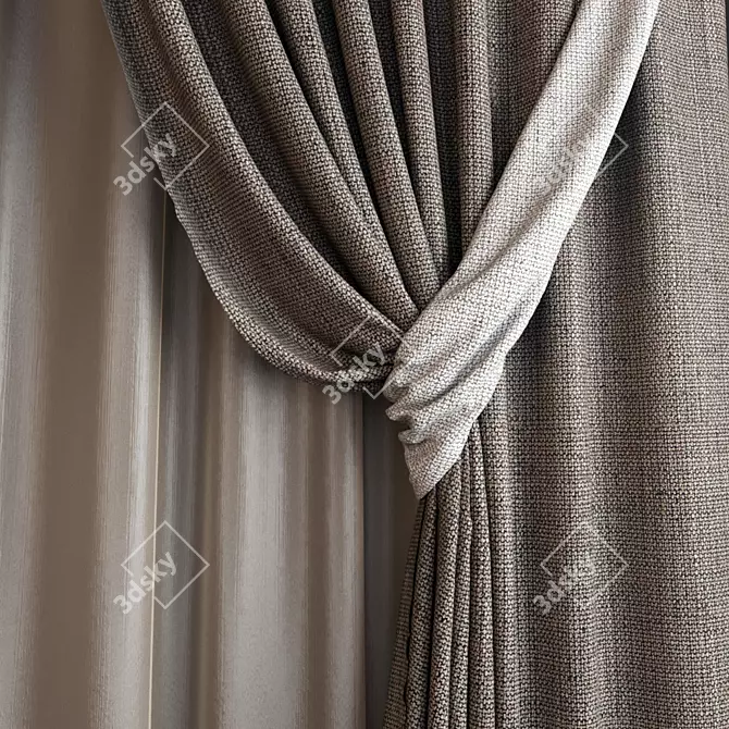 Versatile 3m Gray Curtain Set: Ceiling Mount 3D model image 2