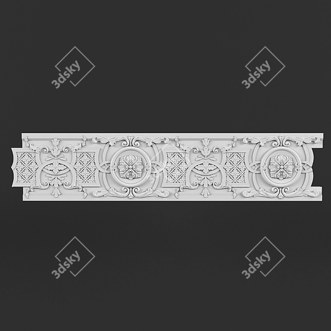 Elegant Plaster Decor 240x40x1100mm 3D model image 1