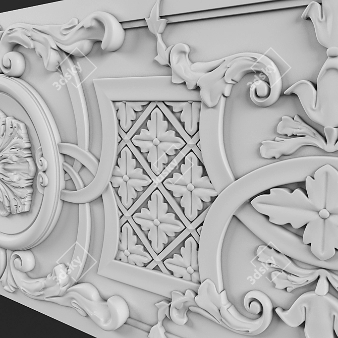 Elegant Plaster Decor 240x40x1100mm 3D model image 3