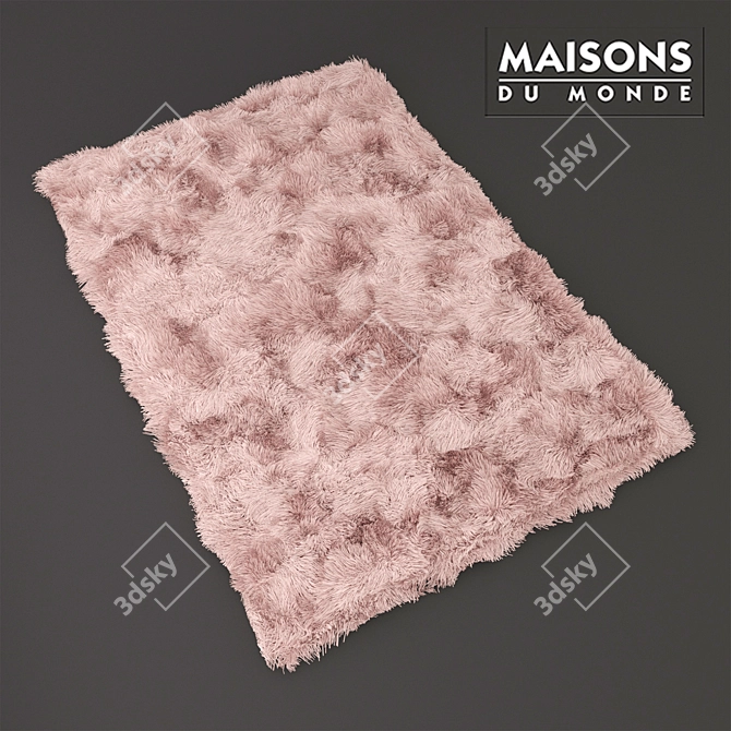 Soft Pink BLUSH Faux Fur Rug 3D model image 1