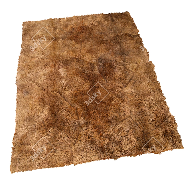 Luxury Dark Brown Alpaca Fur Rug 3D model image 1