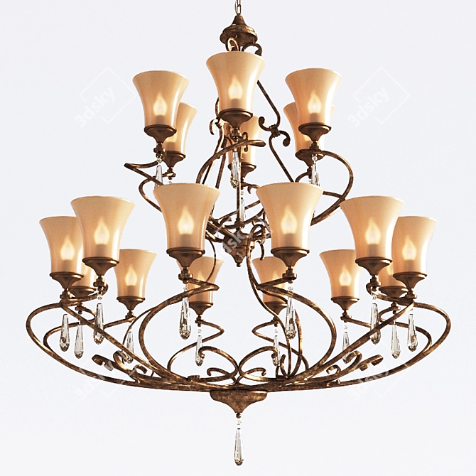 Elegant Filante Chandelier - L55618.17 3D model image 1