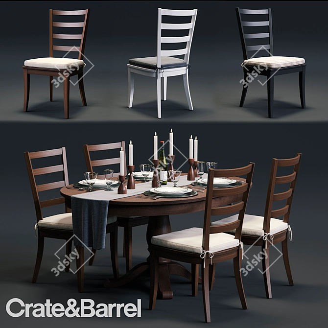 C&B Harper Chair & Avalon Table Set 3D model image 1