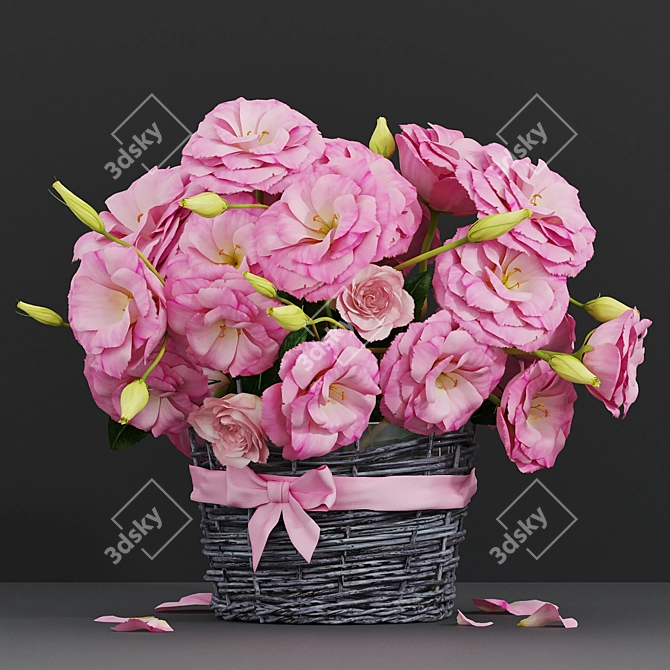 Elegant Eustoma Blooms: A Stunning Bouquet 3D model image 1