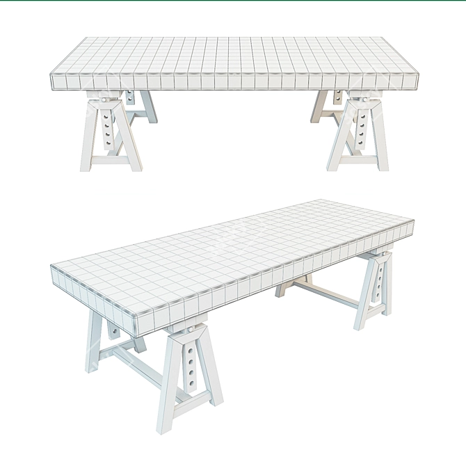 Vintage Workbench Tile Table 3D model image 3