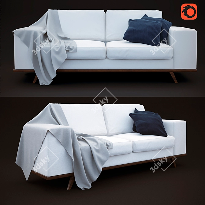 Cozy Sofa Set with Pillows & Blanket 3D model image 1