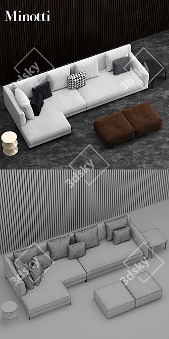 Elegant Minotti Sofa 3D model image 3