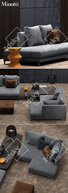 Elegant and Modern Minotti Sofa 3D model image 2